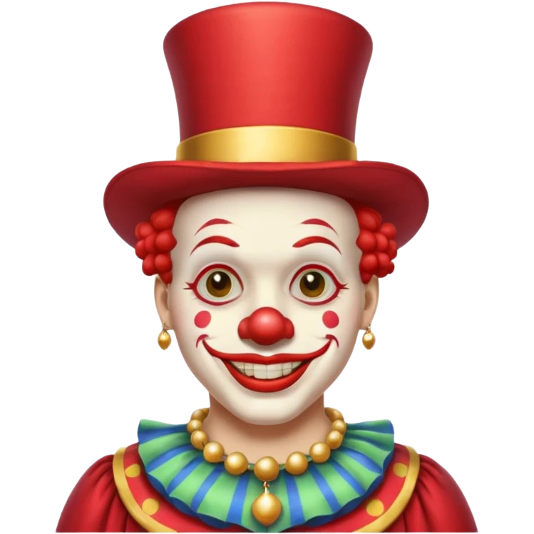 Clown with big top hat, shirt and necklace emoji