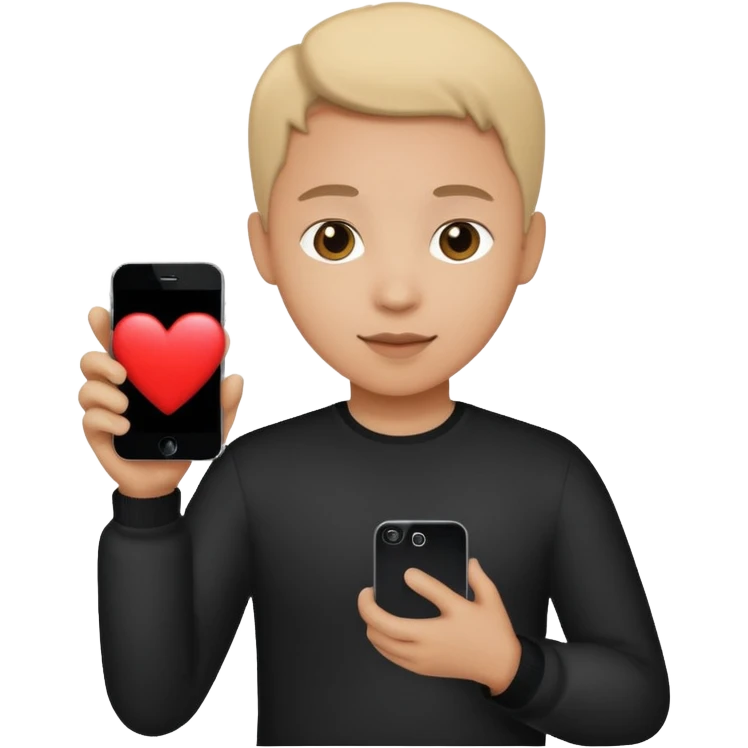 person silhouette holding a phone with a heart emoji