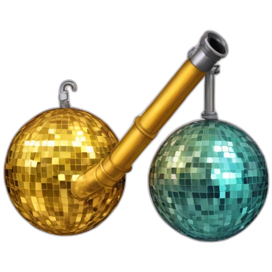 two disco ball with pipe emoji