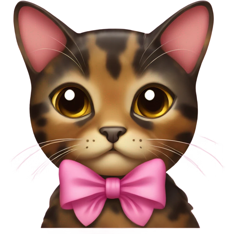 Tortoiseshell cat with pink bow emoji