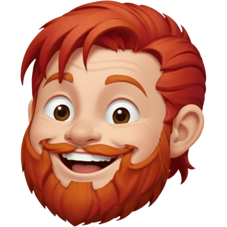 Ein zwerg mit roten Haaren der lacht, von der Seite  emoji