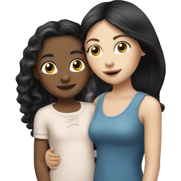 pale girl with long black hair & daughyer emoji