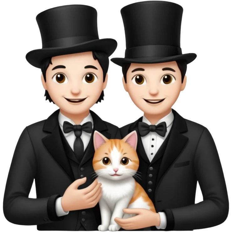 magician couple and their pet cat emoji