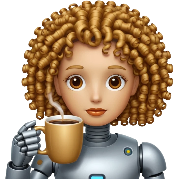 curly robot drink coffe emoji
