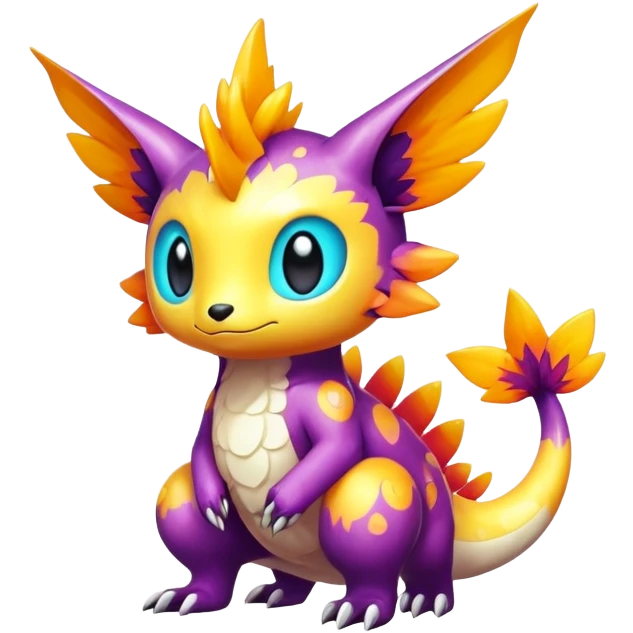 Exotic shiny rare epic cute Fakémon-creature, full body, with random markings emoji