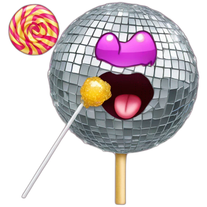 hairy disco ball eating a lolipop emoji