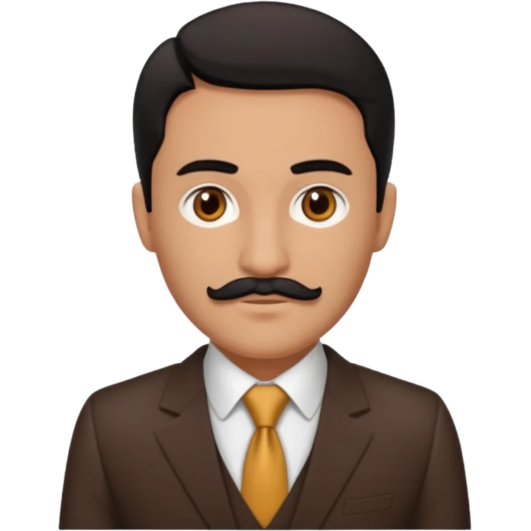 Jorge Palomino Y Cañedo with brown eyes, black hair and thin mustache, dark brown suit  emoji
