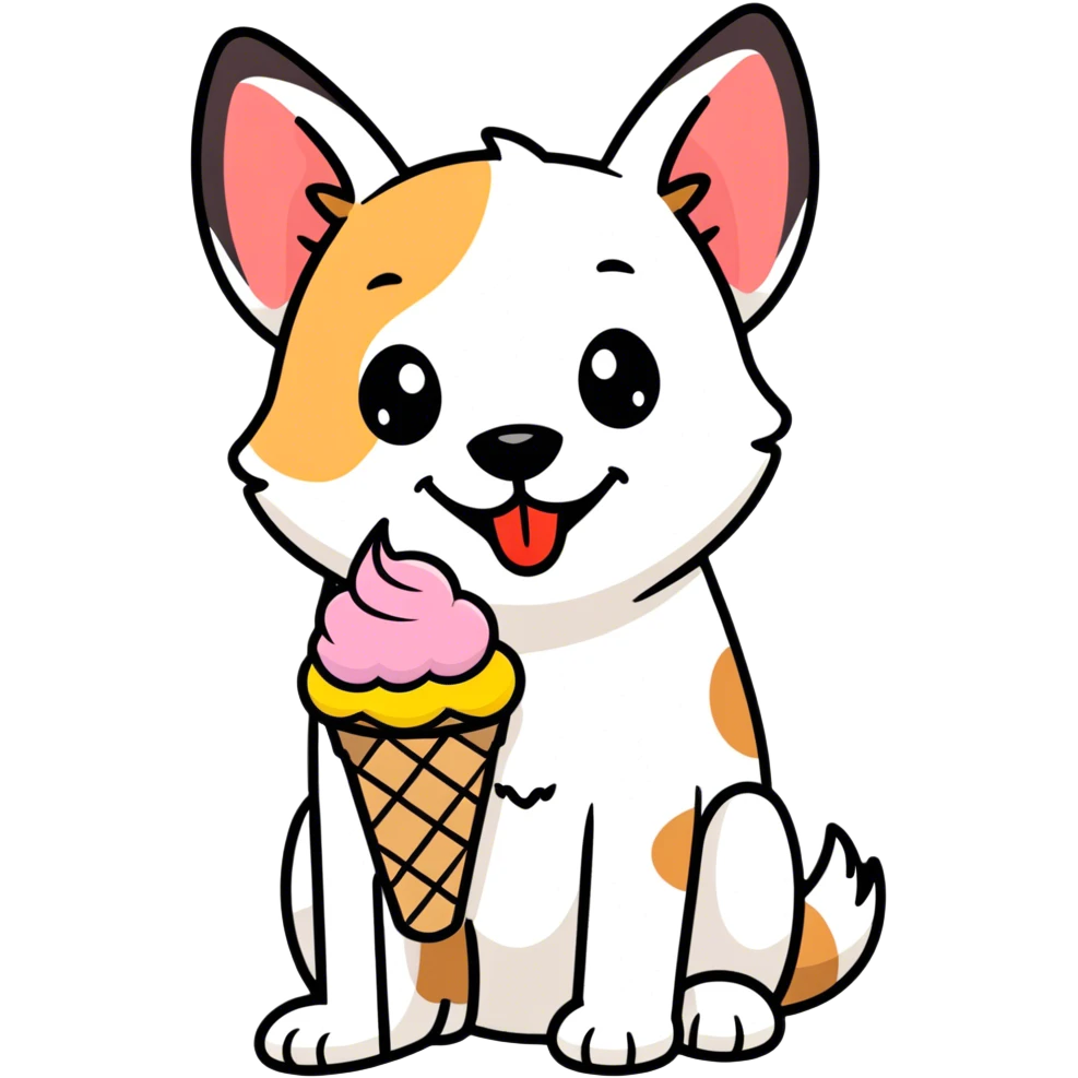 Dog eating ice crean emoji
