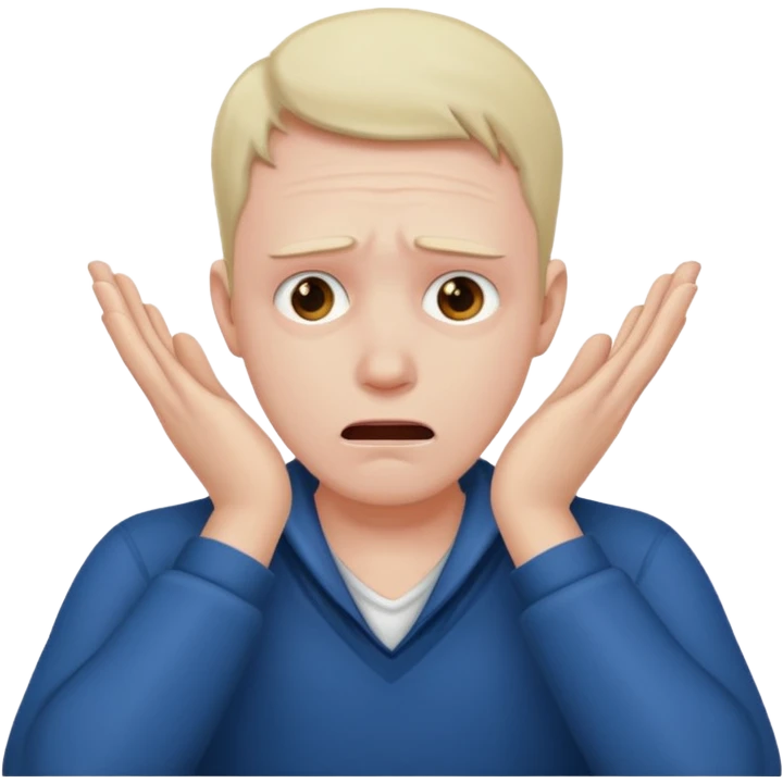 A guy strangling himself tight emoji