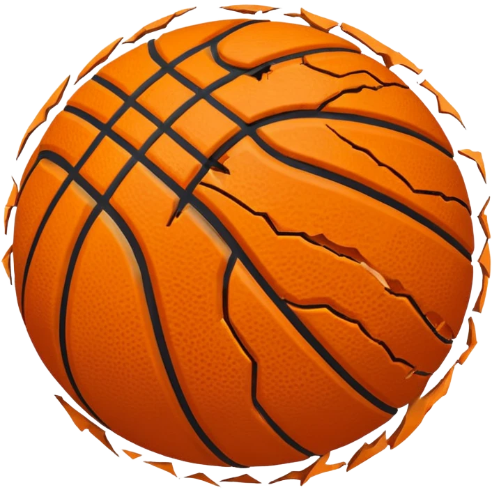 destroyed basketball, shredded and squashed, with exposed inner material emoji