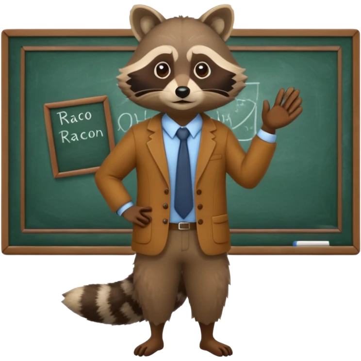 Racoon teacher full body near school board emoji