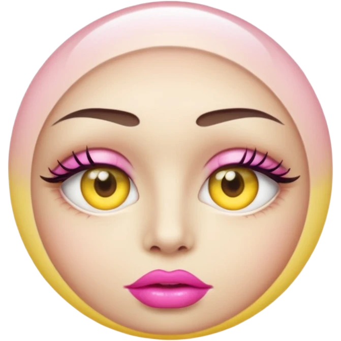 A translucent half-sphere with pink lips and two yellow eyes and 8 toea around the bottom emoji