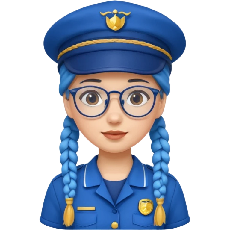 blue uniform wearing scout kid with braids and glassess with blue hat emoji