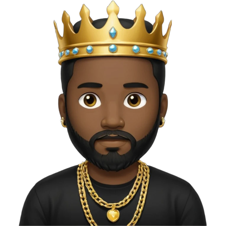 charly flow cabello negro camisa negra barba candena de oro rey  emoji