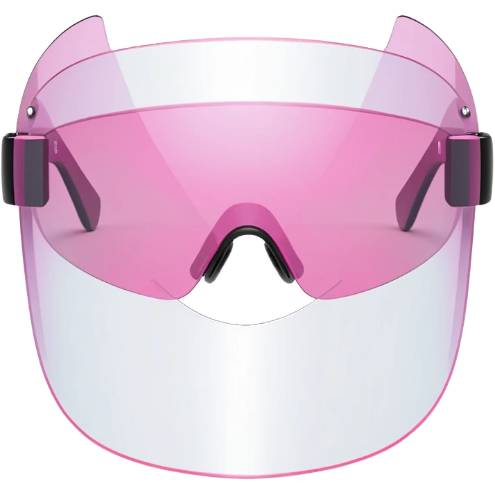 frameless pink tinted shield visor sunglasses, Y2K aesthetic, one-piece lens emoji