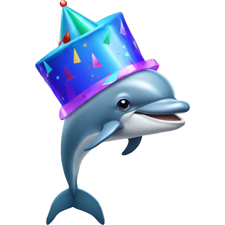 dolphin with a party hat emoji