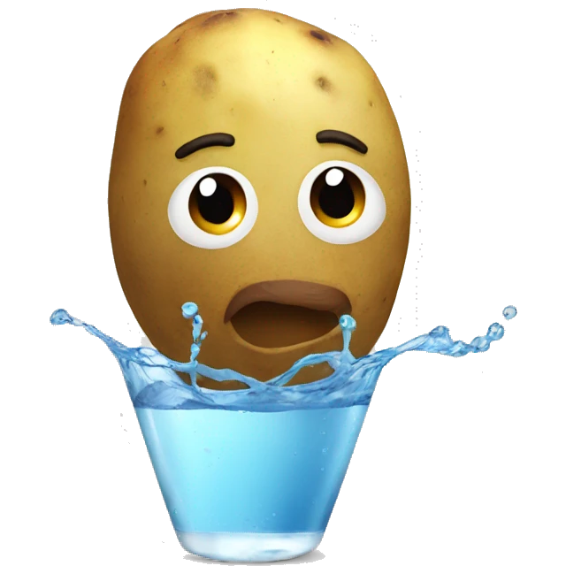 a potato drinking water emoji