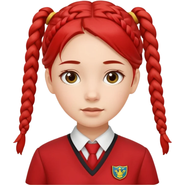 A girl with two braids and school red uniform  emoji