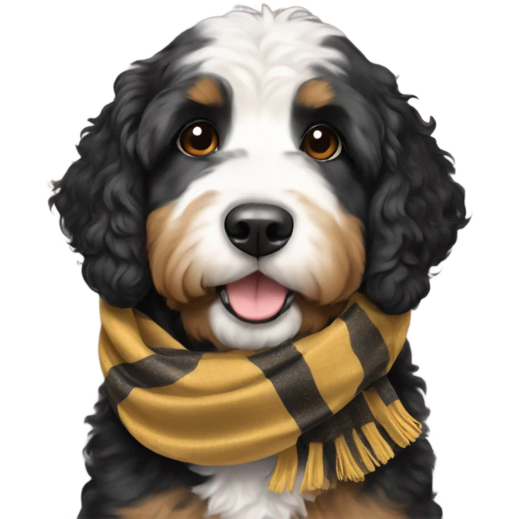 Bernedoodle with purdue scarf emoji