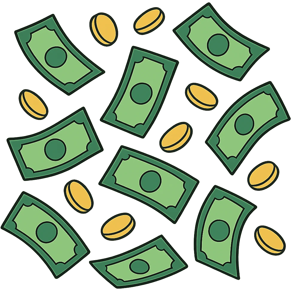 flat toon style money falling emoji