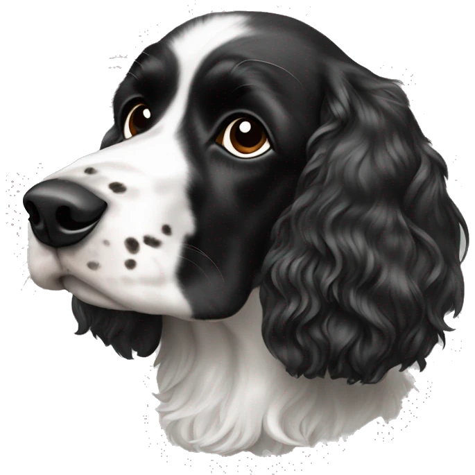 black and white cocker spaniel with nose spots emoji