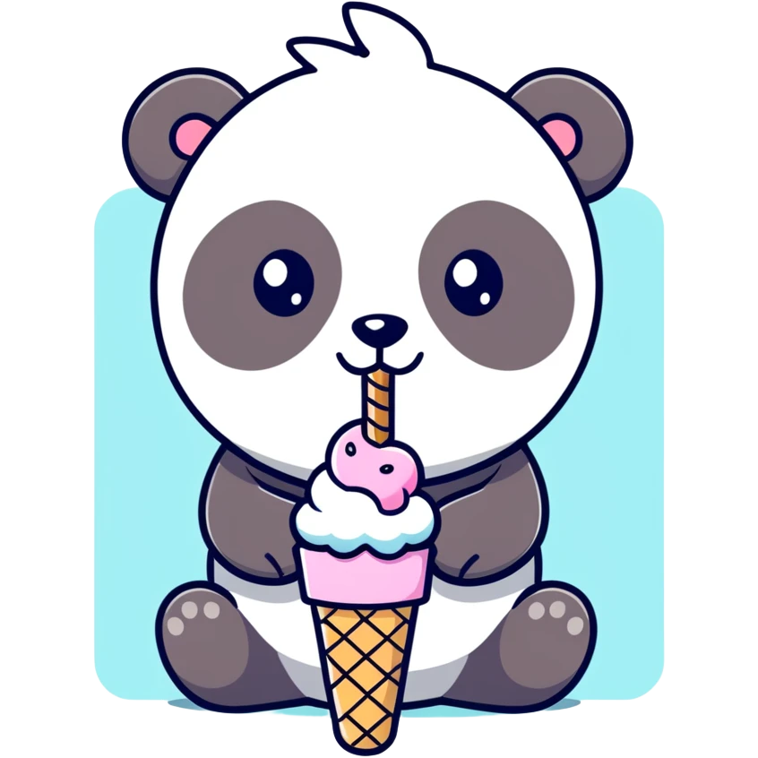 Panda eating ice cream emoji