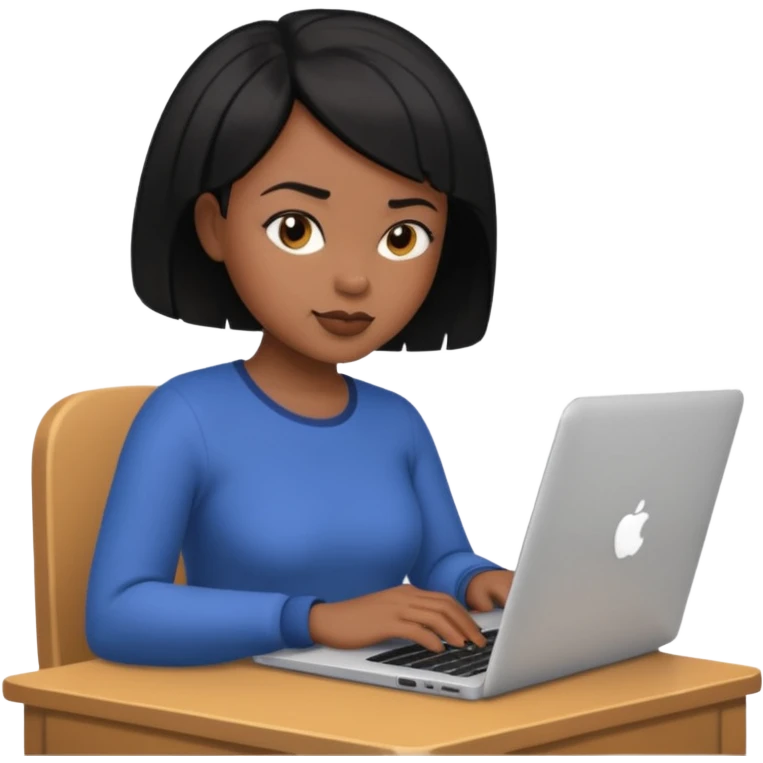 a black short hair woman typing laptop emoji