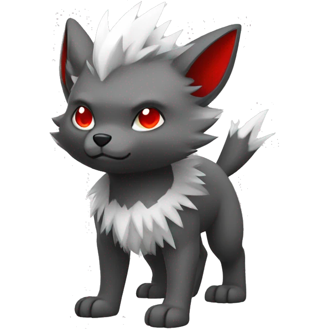 cool edgy black white grey punk red animal hybrid Fakemon full body emoji