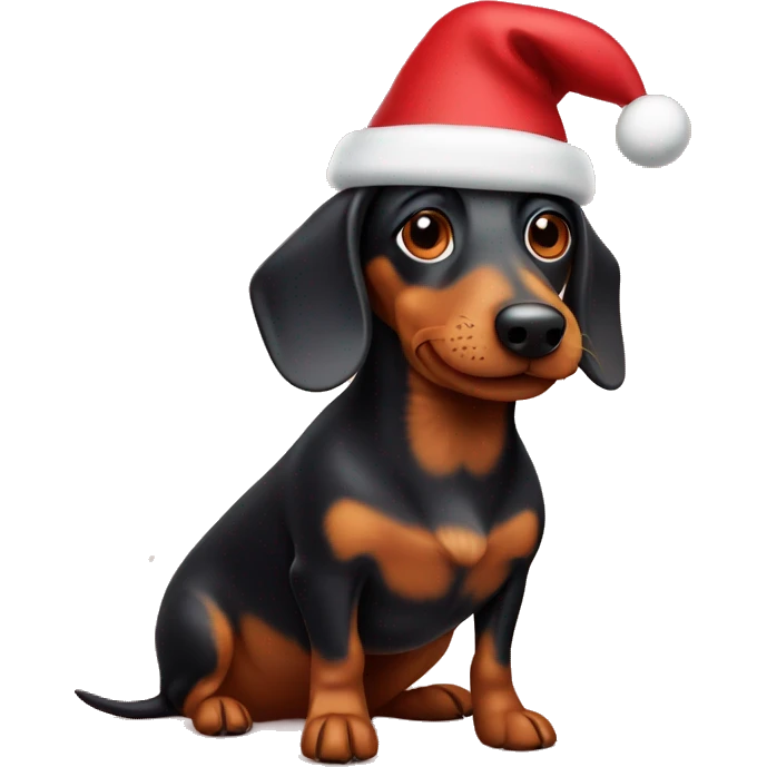 Wiener dog with Christmas hat emoji