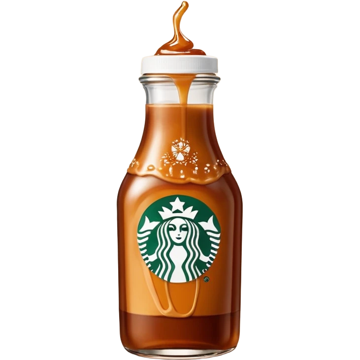 Starbucks Caramel Brûlée sauce in a Starbucks syrup bottle with Starbucks logo  emoji