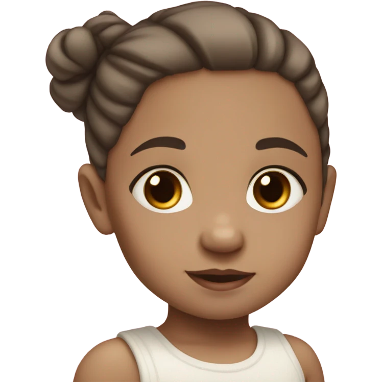 baby girl with straight brown pigtails ponytails and big dark brown eyes and pale white skin emoji