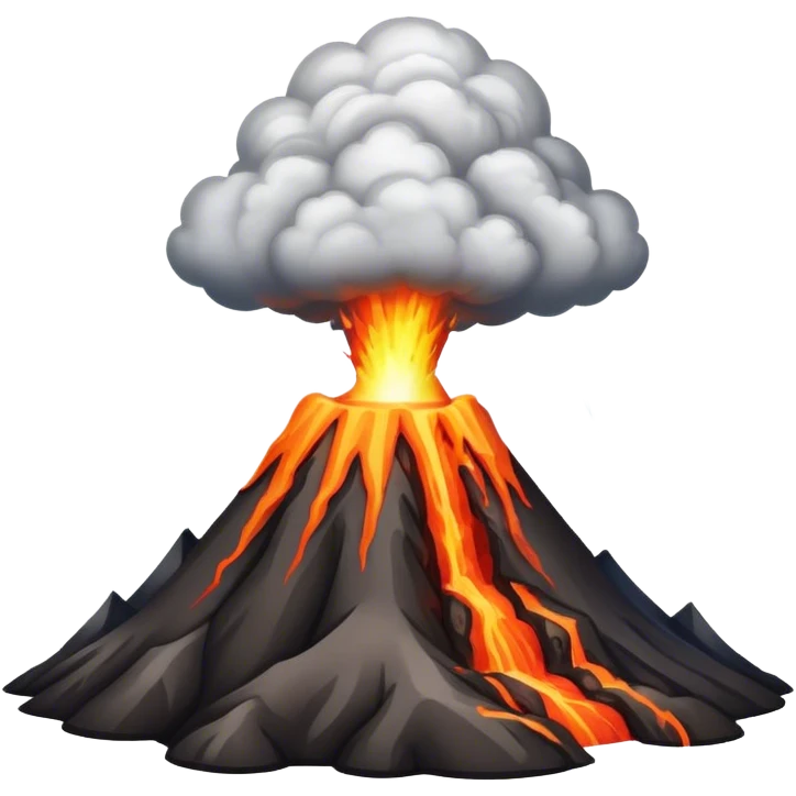 A volcano erupting with acid rain and lightning in the background emoji