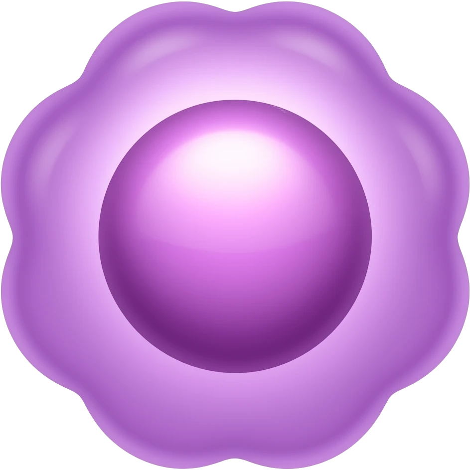 Ameba gelatinosa roxa arredondada  com nucleo grande arredondado no centro emoji