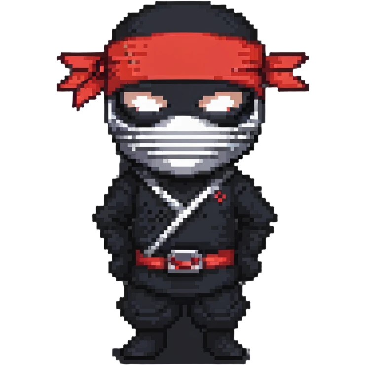 Masked ninja, red headband emoji