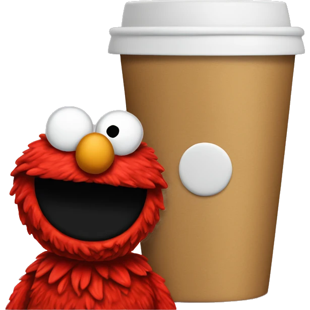 Elmo con taza de cafe emoji