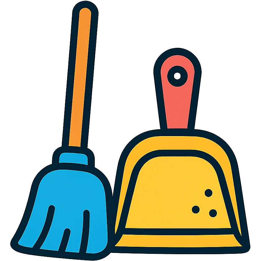 broom and dustpan for sweeping emoji