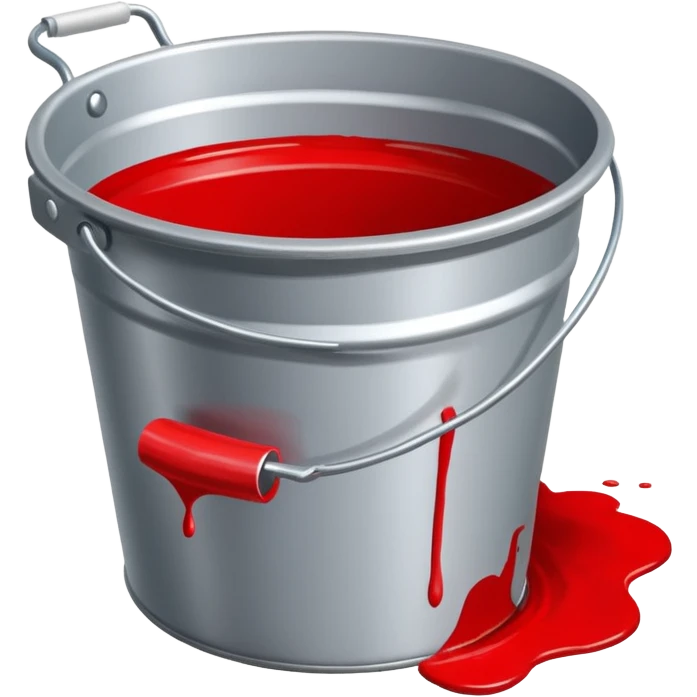 paint bucket, only bucket, spilled paint, red color,with out brush emoji