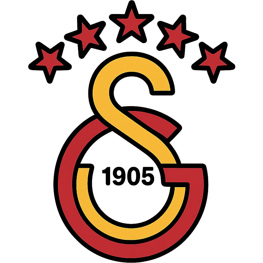Galatasaray football club emblem with 5 stars on top, yellow and red colors, vector and simple appearance, no background emoji