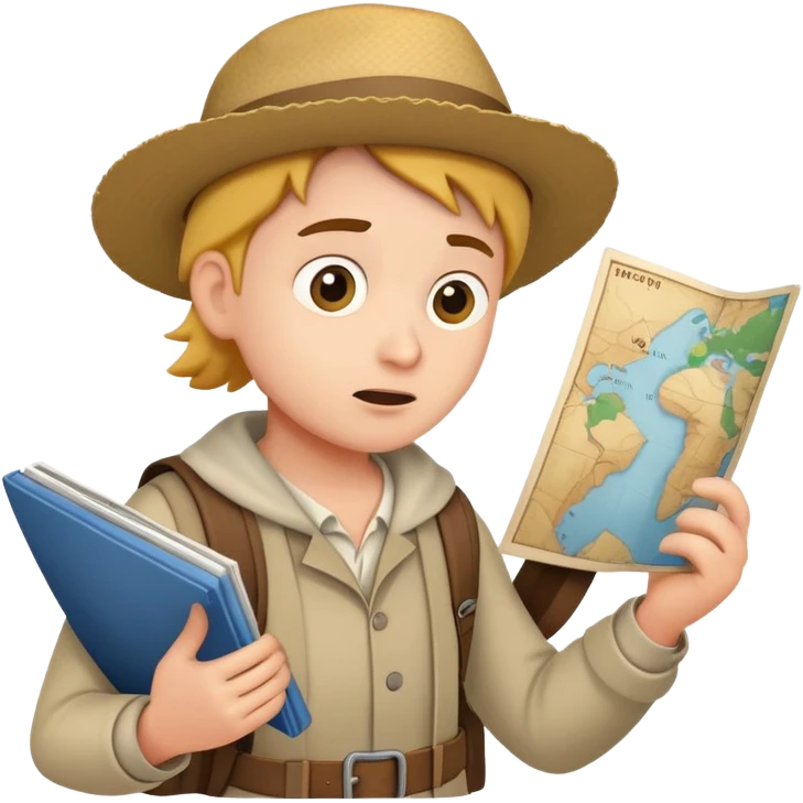 confused wanderer with map emoji