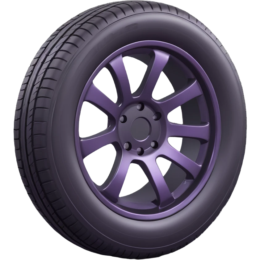 Make a tire emoji that looks exactly like the reference image, in iOS emoji style. 3D, shiny, smooth gradients, soft shadows, realistic tire texture, classic emoji look. Add a subtle highlight to the tread. emoji