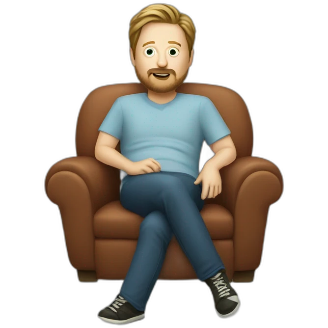 tim heidecker with a beard lounging on couch emoji