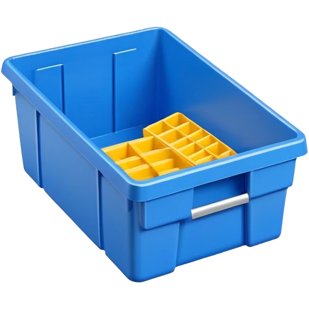 stackable plastic parts bin blue emoji