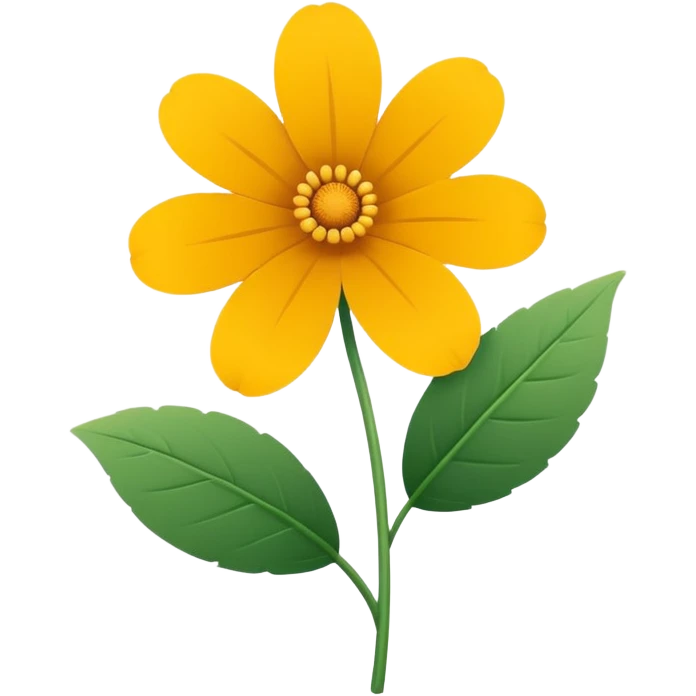 Minimalistic flat vector icon, iOS style, thin black contour on white background. Single flower with leaves, symbolizing floristry. Clean, elegant, no text, no shadows.
 emoji