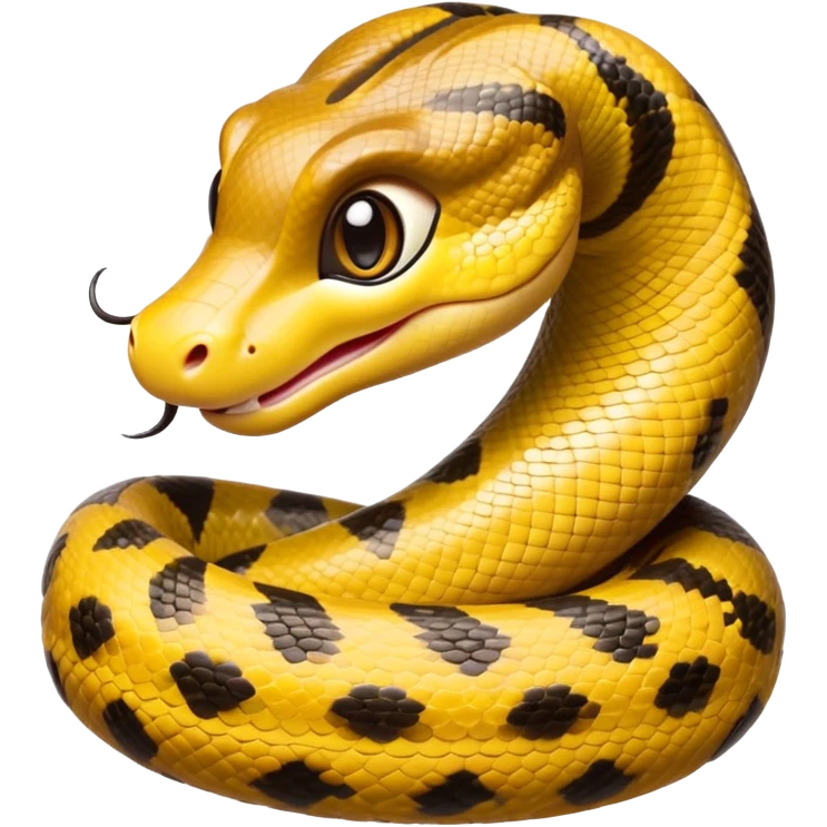 cinematic-cute-anaconda-portrait-emoji,-head-tilted-playfully-and-inquisitively,-with-a-sleek,-shimmering-body-adorned-with-detailed-scale-sriped patterns-and-round,-sparkling-eyes-full-of-wonder,-simplified-yet-irresistibly-adorable-features emoji