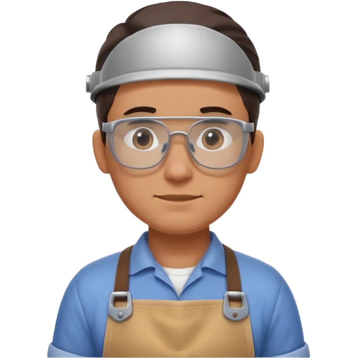 modern workshop carpenter portrait, head and shoulders only, safety glasses, sleek apron, clean minimal style, confident expression, 3D cartoon, mobile game icon style, clean background, no text, no watermark
 emoji