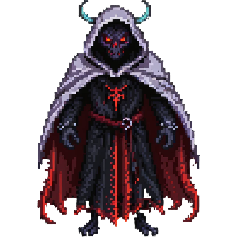 The Wandering Demon with glowing red eyes and tattered cloak emoji