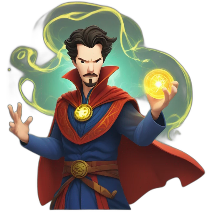 Doctor Strange, casting a spell in ok cartoon tyle simplisitic art  emoji
