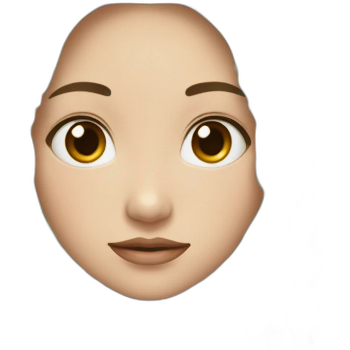 女生 眼睛大 鼻子小比较平 眉毛细 鹅蛋脸 黑色头发 法式刘海 emoji