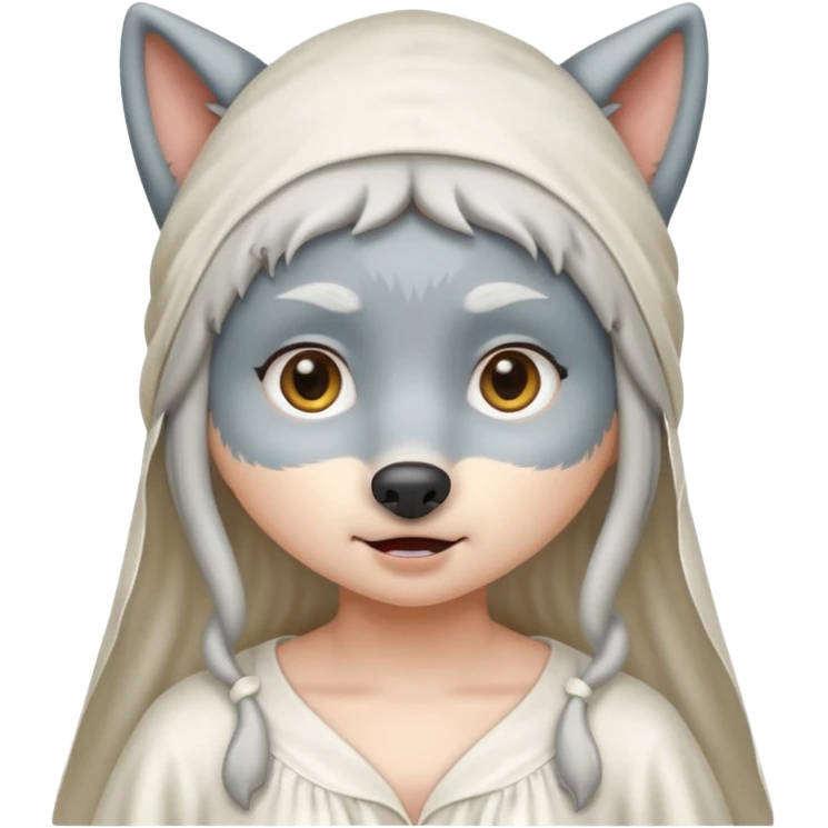 the wolf in grandma's nightgown and cap in the little red riding hood story emoji