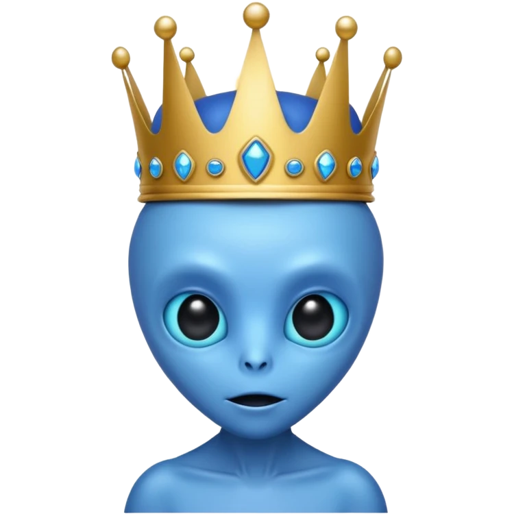 blue alien with crowN emoji